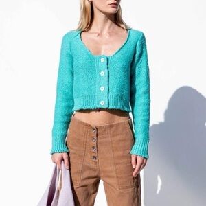Rare Rachel Comey Toledo Cardigan Aqua Size S